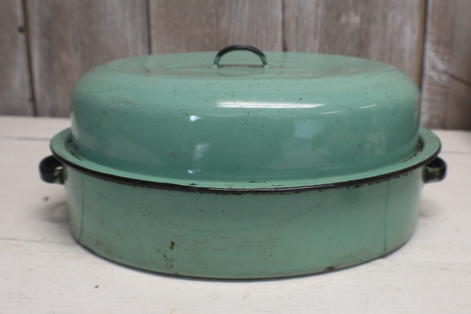 Green Enamelware Dutch Oven with Lid Vintage Green Etsy