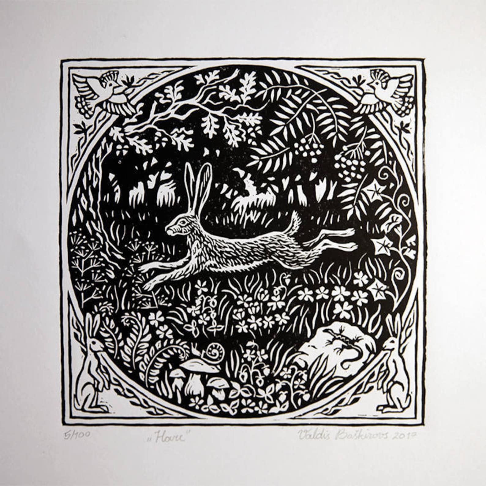 Hare, Rabbit, Bunny Linocut Print. - Etsy