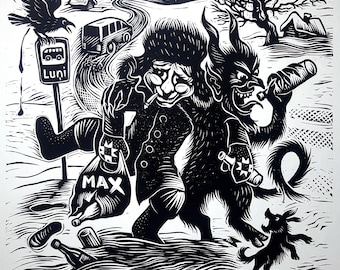 Alcoholic Art, Linocut