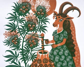 Bhang, Bhāṅg linocut