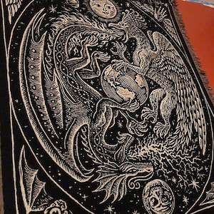 Dragon, Phoenix Woven Throw Blanket.
