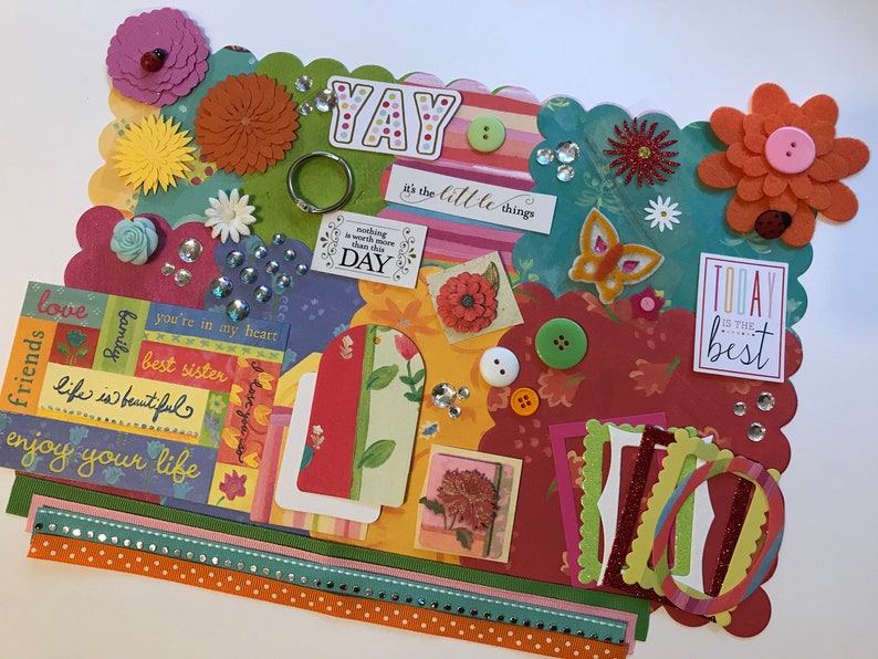 K&co Bright Floral Custom Chipboard Mini Book Album DIY Kit Etsy