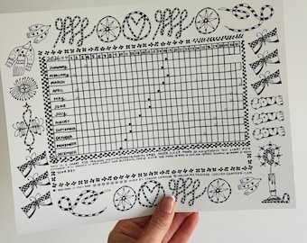 2026 Menstrual, mood tracker chart