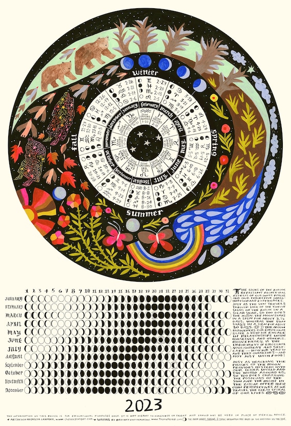 2023 Moon Calendar, 2023 Moon Phase Calendar, Minimalistic