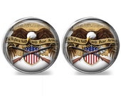 SET Of 2 Eagle 2nd Amendment Right to Bear Arms Gun Rights Nickel Silver GLASS Bifold Bi Fold Closet Door Cabinet Drawer Knob Pulls