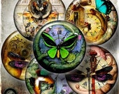 Set of 6 Fantasy Steampunk Dragonfly Butterfly GLASS Cabinet Drawer Knob Handles Pulls
