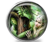 SET OF 2 Dragon Woodland Sprite Fairy Magic GLASS Cabinet Drawer Knob Pull Handle Avail. in Silver Nickel, Vtg. Gold Bronze or Gold Brass