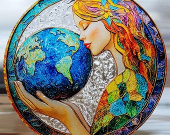 Stunning Gaia Mother Earth Suncatcher Sun Catcher Window Decor Handmade