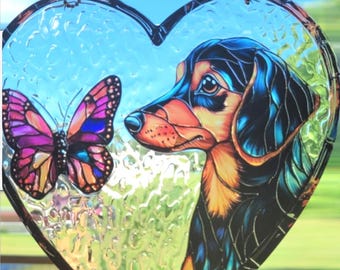 Stunning Daschaund Butterfly Dog Suncatcher Sun Catcher Handmade
