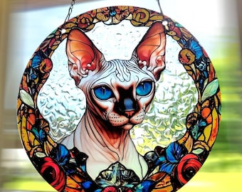 Stunning Cat Sphynx Hairless Cat Suncatcher Sun Catcher Handmade