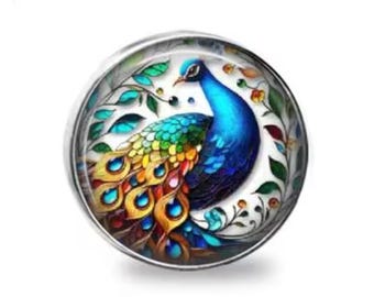 Gorgeous Peacock Blue Green Aqua Nickel Silver GLASS Cabinet Drawer bifold closet door Knob Pulls