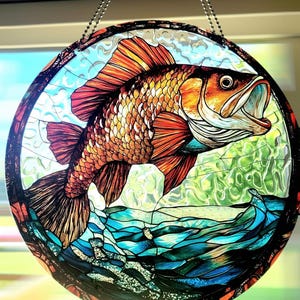 Stunning Coastal Nautical Ocean Bass Fish Suncatcher  Sun Catcher Window decor Handmade