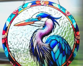 Stunning Coastal Nautical Ocean Beach Heron Suncatcher Sun Catcher Window decor Handmade