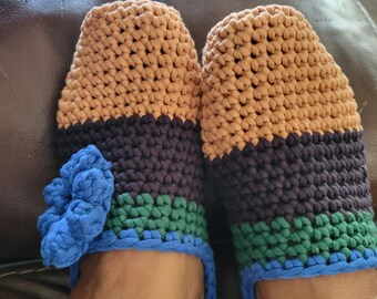 Handmade crochet, non-slip slippers made to order. Simply select your color and size.
