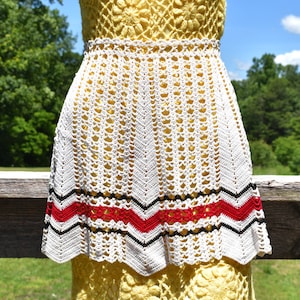 Crocheted Apron With Sporty Striping, 1970s