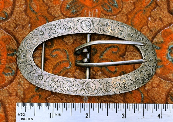 Antique Sterling Belt/Sash Buckle by Geo. A. Henc… - image 3