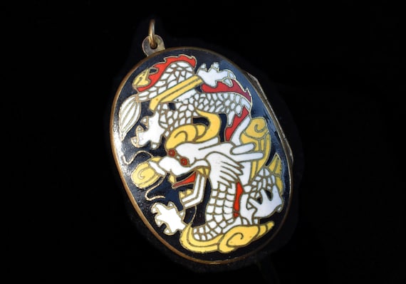 Chinese Cloisonné Locket with Dragon - image 6