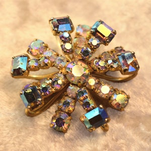 1950s Aurora Borealis Brooch, Mad Sparkle, Color and Style image 2