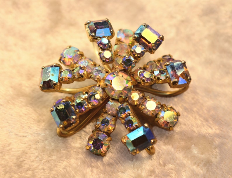 1950s Aurora Borealis Brooch, Mad Sparkle, Color and Style image 2