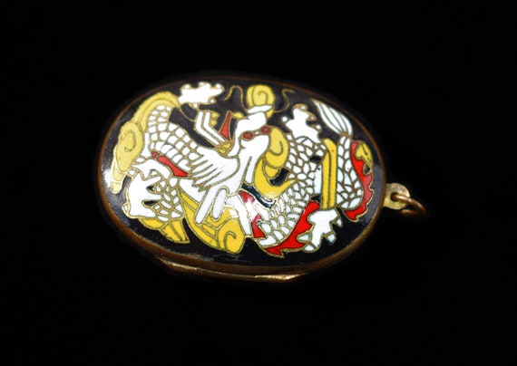 Chinese Cloisonné Locket with Dragon - image 5