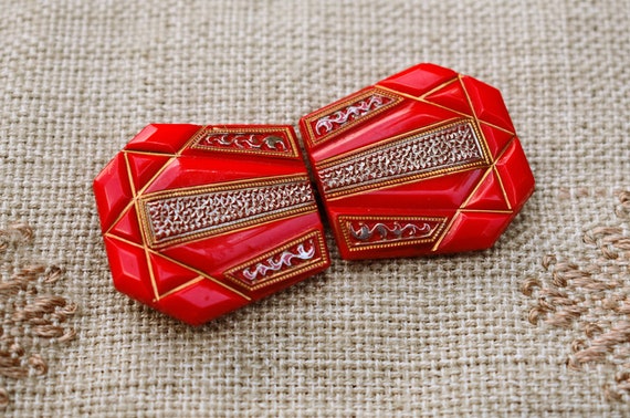 Fabulous Art Deco Czech Glass Belt Buckle - Etsy display picture 3