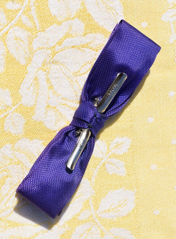 Jazzy Purple Bow Tie, 1950s Clip On - image 5