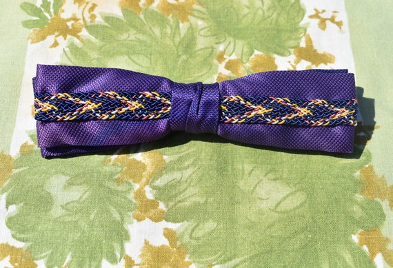 Jazzy Purple Bow Tie, 1950s Clip On - image 7
