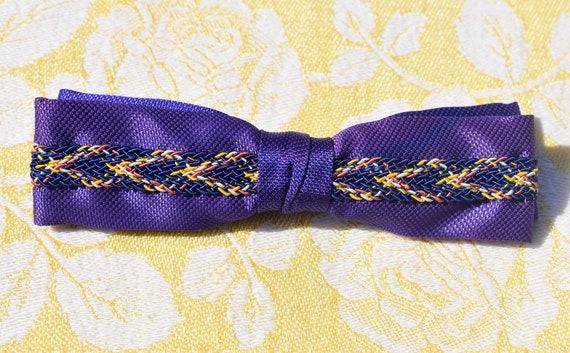 Jazzy Purple Bow Tie, 1950s Clip On - image 4