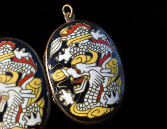 Chinese Cloisonné Locket with Dragon - image 4