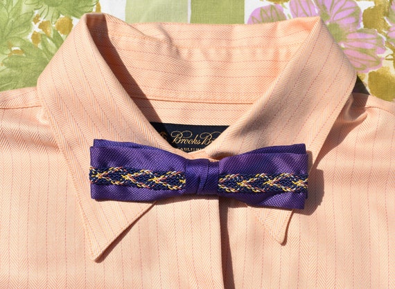 Jazzy Purple Bow Tie, 1950s Clip On - image 3