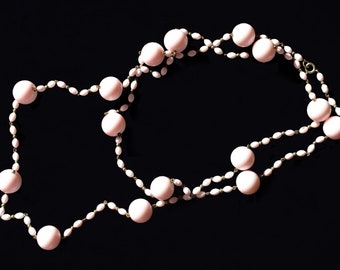 1960s Long Strand of Beads, Soft Pink with Personality