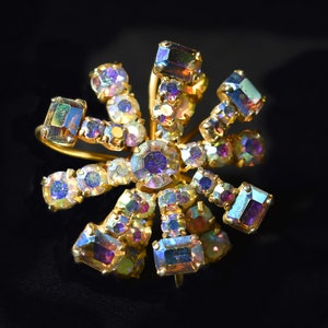 1950s Aurora Borealis Brooch, Mad Sparkle, Color and Style image 1