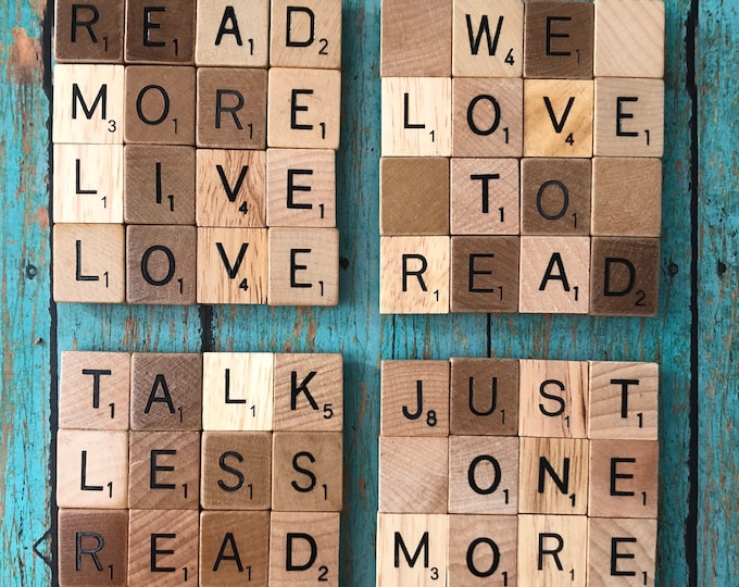 Handmade Scrabble Tile Coasters: Book Lover Gift, Set of 4