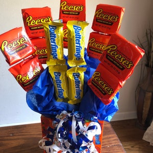 Burlap Flower Candy Bouquet / Candy Bouquet / Candy Pot / Chocolate Bouquet  / Valentine's Day Candy Bouquet/birthday Bouquet/free SHIPPING 