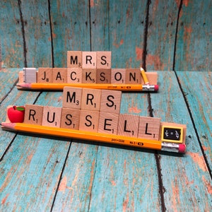 Personalized Scrabble Name Plate, Teacher Name Plate, Teacher Appreciation, Teacher Appreciation Present, Teacher Gift, Custom Teacher