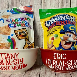 I Cerealsly Love You Bowl, Personalized Cereal Bowl, Cereal Lover, Personalized Gift, Valentine’s Day Gifts, Romantic Gifts, Kids Gifts