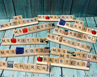 Personalized Scrabble Name Plate, Teacher Name Plate, Teacher Appreciation, Teacher Appreciation Present, Teacher Gift, Custom Teacher