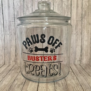 Personalized Dog Treat Jar Decal, paw print decal, jar decal, dog decal, Kitchen organization, decal stickers, vinyl decals,jar not included