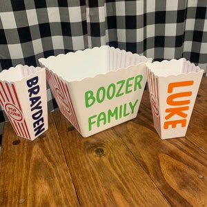 Personalized Popcorn Bucket, kids gift, Family Movie Night, birthday bucket, party favors, custom reusable popcorn bucket