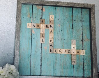 Personalized Scrabble Tile Family Frame: Custom Wall Art