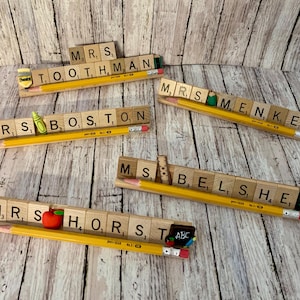 Personalized Scrabble Name Plate, Teacher Name Plate, Teacher Appreciation, Teacher Appreciation Present, Teacher Gift, Custom Teacher