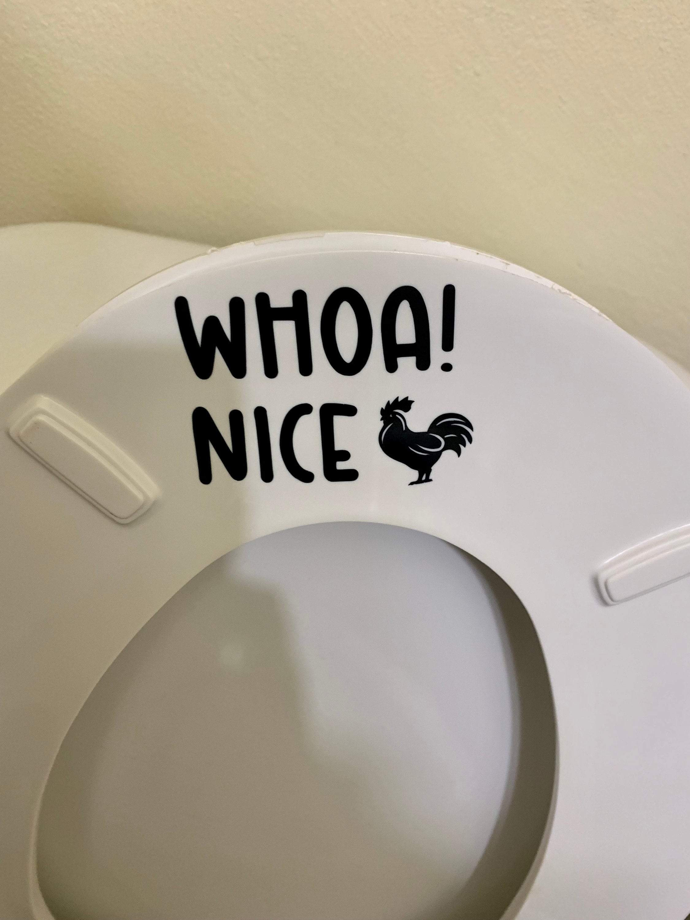 3 Pack Prank Stickers Wow Whoa Nice Rooster Cock Toilet Sticker Decal Funny  Stickers 5 Vinyl Waterproof Sturdy Material Toilet Seat Stickers Decals 5  inch-3 pack