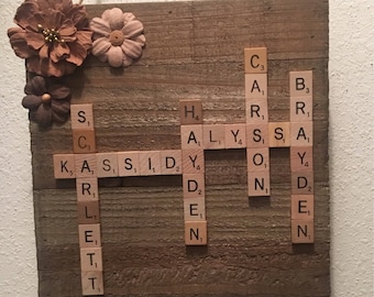 Family frame, scrabble wall art, personalized frame, scrabble frame, scrabble tiles