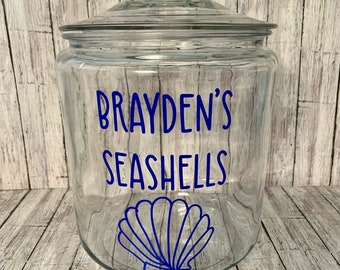 Personalized Seashell Jar Decal: Beach Vacation Memory