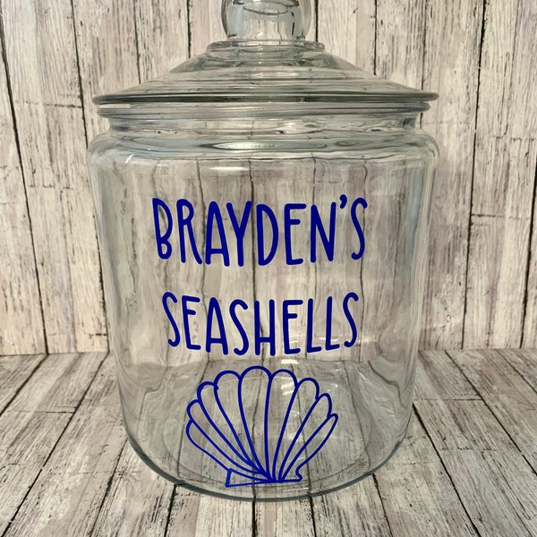 Personalized Seashell Jar Decal, sea shell decal, jar decal, beach treasures, Vacation memory jar, decal stickers,jar not included