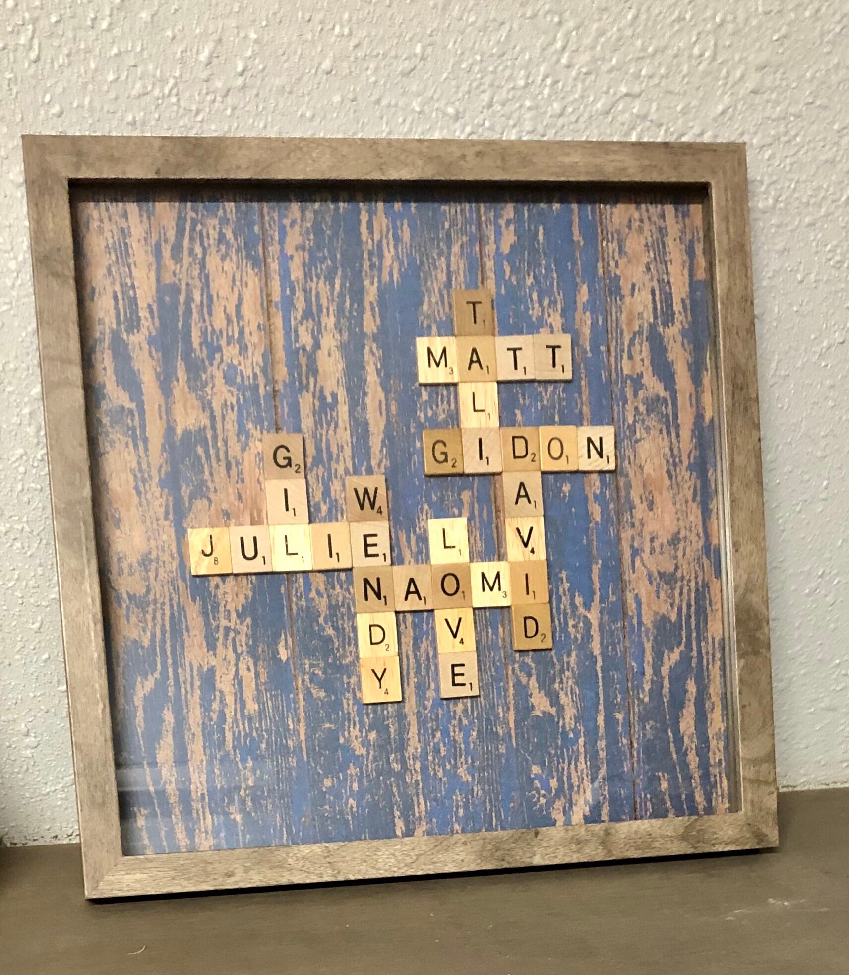 Family frame, scrabble wall art, personalized frame, scrabble frame, scrabble tiles