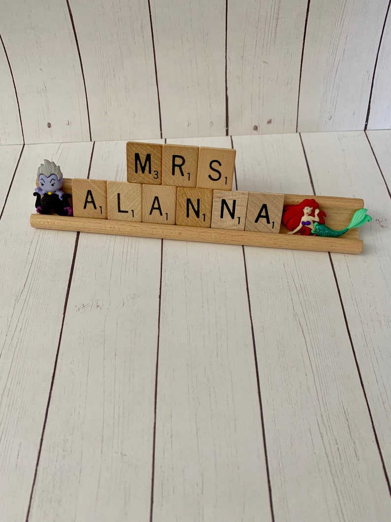 Personalized Little Mermaid Scrabble Teacher Name Plate image 1