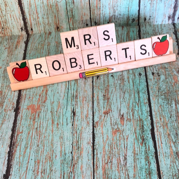 Personalized Scrabble Name Plate, Teacher Name Plate, Teacher Appreciation, Teacher Appreciation Present, Teacher Gift, Custom Teacher