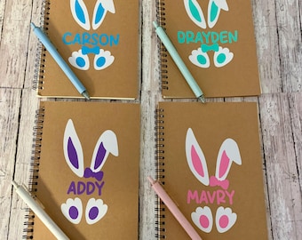 Personalized Easter Bunny Notebook, Easter Basket Filler, Kids Easter Gift, Personalized Easter Gift, Bunny Candy Container