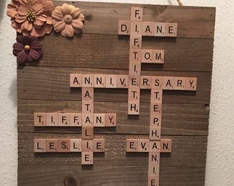 Family frame, scrabble wall art, personalized frame, scrabble frame, scrabble tiles